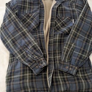Wolverine Blue & Green Plaid Sherpa-Lined Shirt Jacket